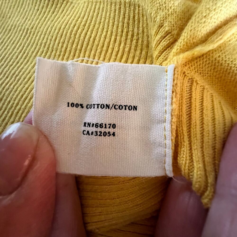 Sparrow Button Front Cardigan Sweater Ruffle Yellow Cotton Knit XS - Picture 10 of 11